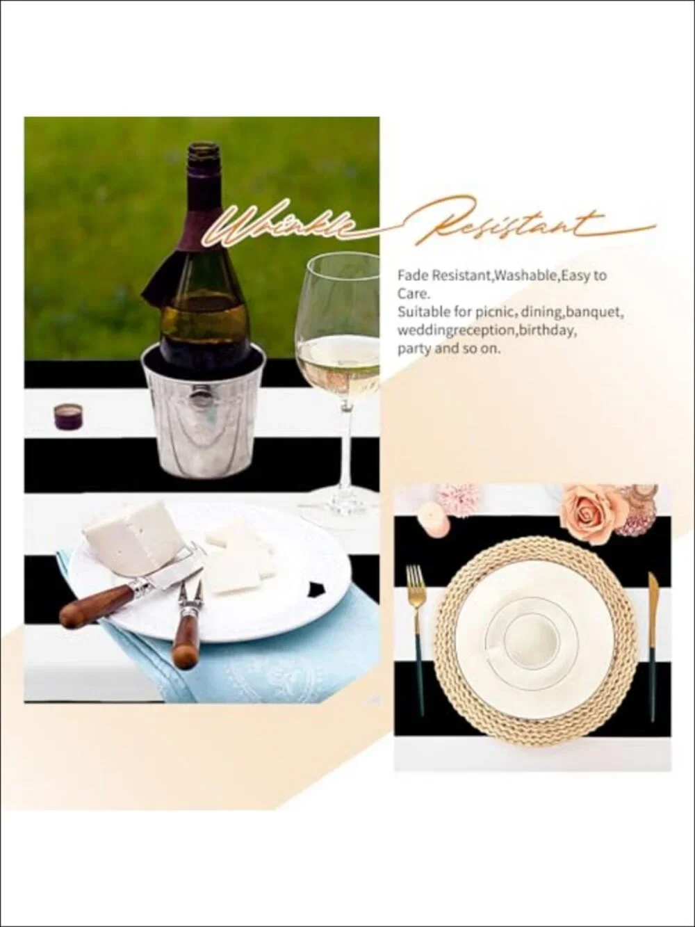 N/A striped tablecloth